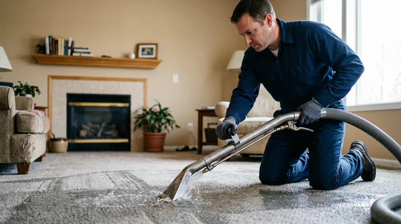Water damage restoration technician working near Sondheimer, LA